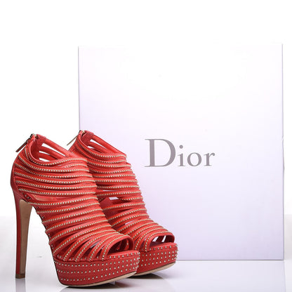 Christian Dior Calfskin Caged Studded Sandals 35 Rouge 12 of 12