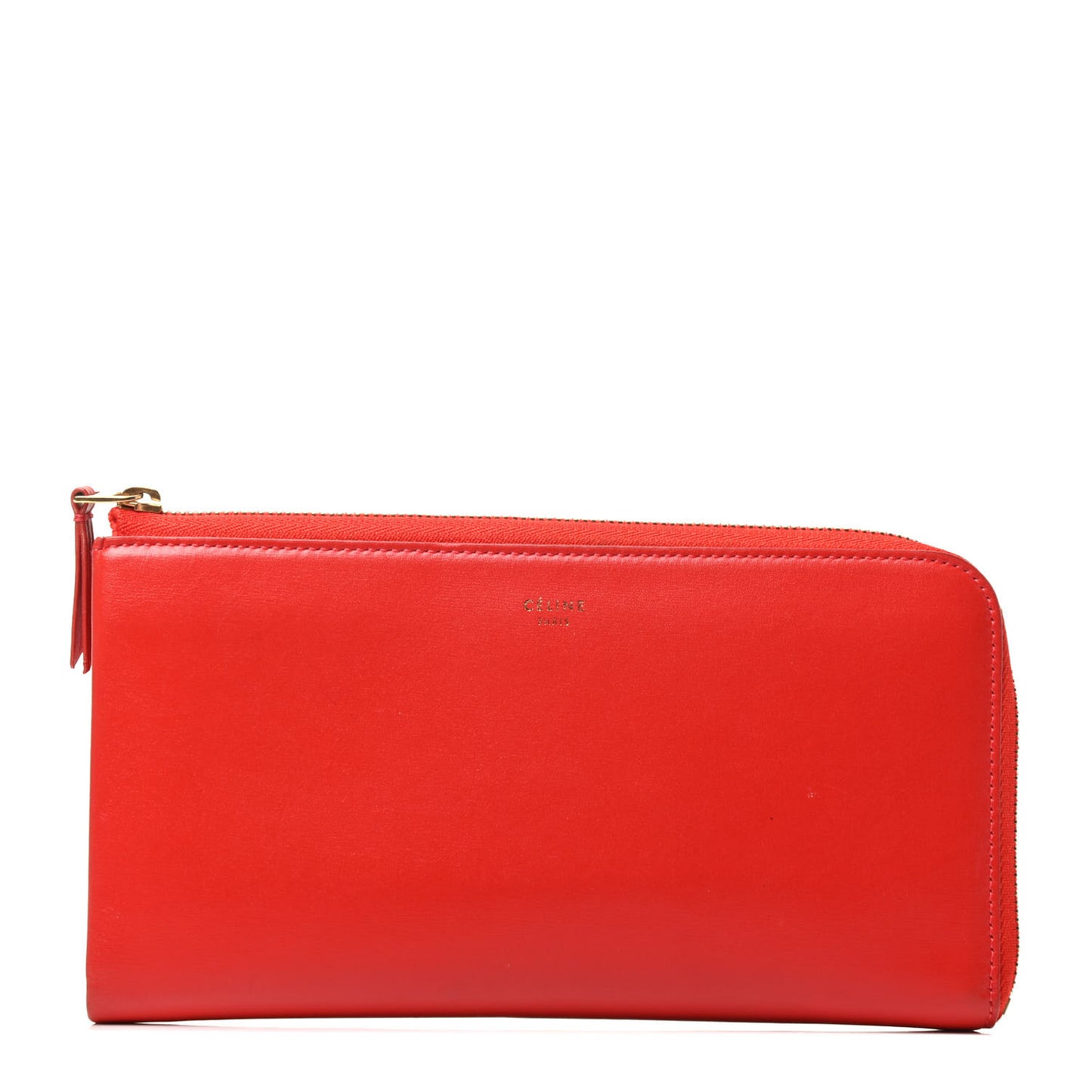 Smooth Calfskin Large Half Zip Multifunction Wallet Red