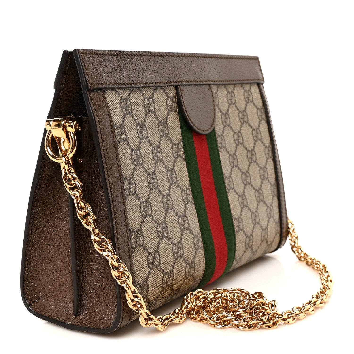 Gucci GG Supreme Monogram Web Small Ophidia Chain Shoulder Bag Brown 3 of 11