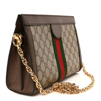 Gucci GG Supreme Monogram Web Small Ophidia Chain Shoulder Bag Brown 3 of 11