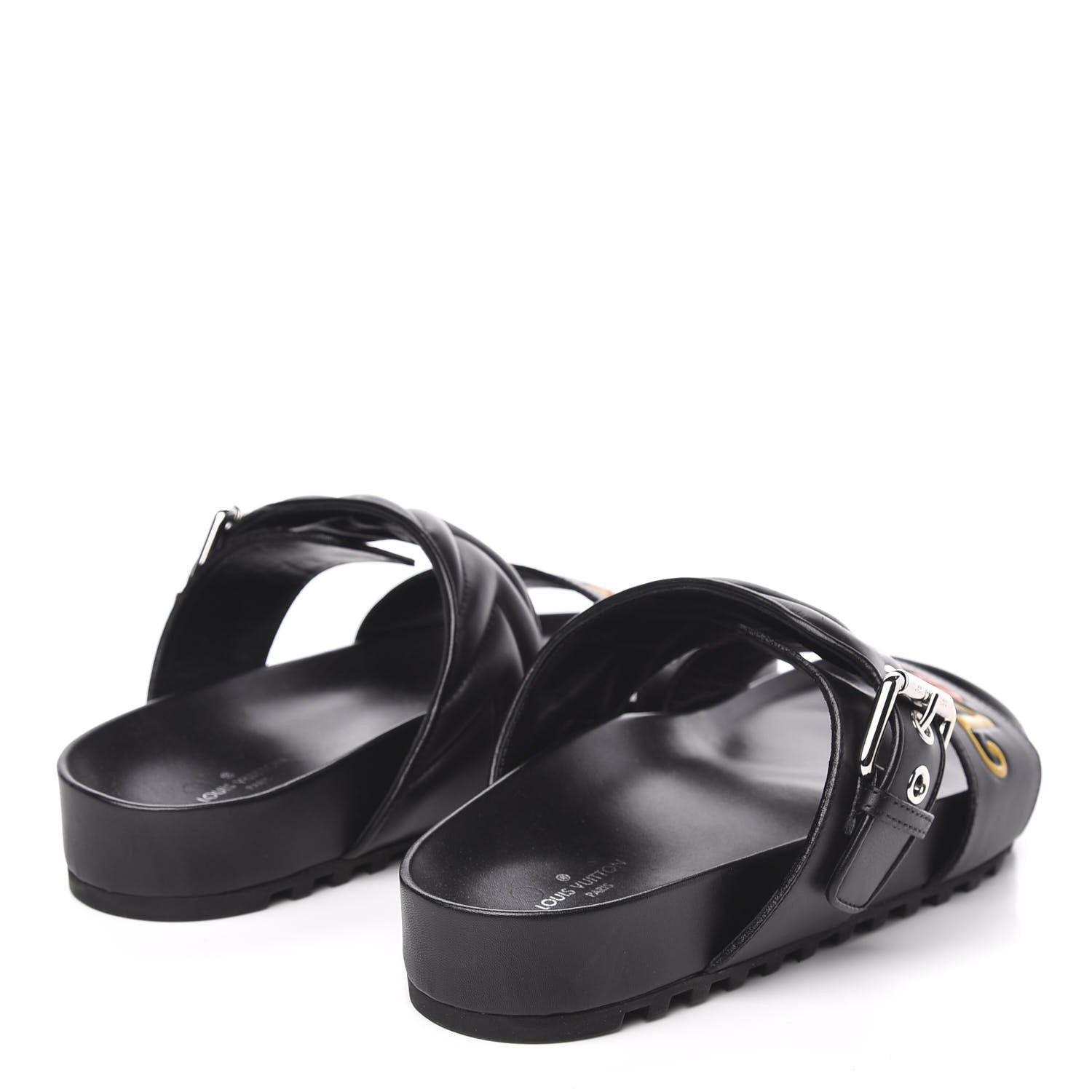 Louis Vuitton Calfskin New Wave Bom Dia Mule Sandals 37 Black 4 of 9