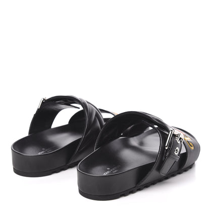 Louis Vuitton Calfskin New Wave Bom Dia Mule Sandals 37 Black 4 of 9