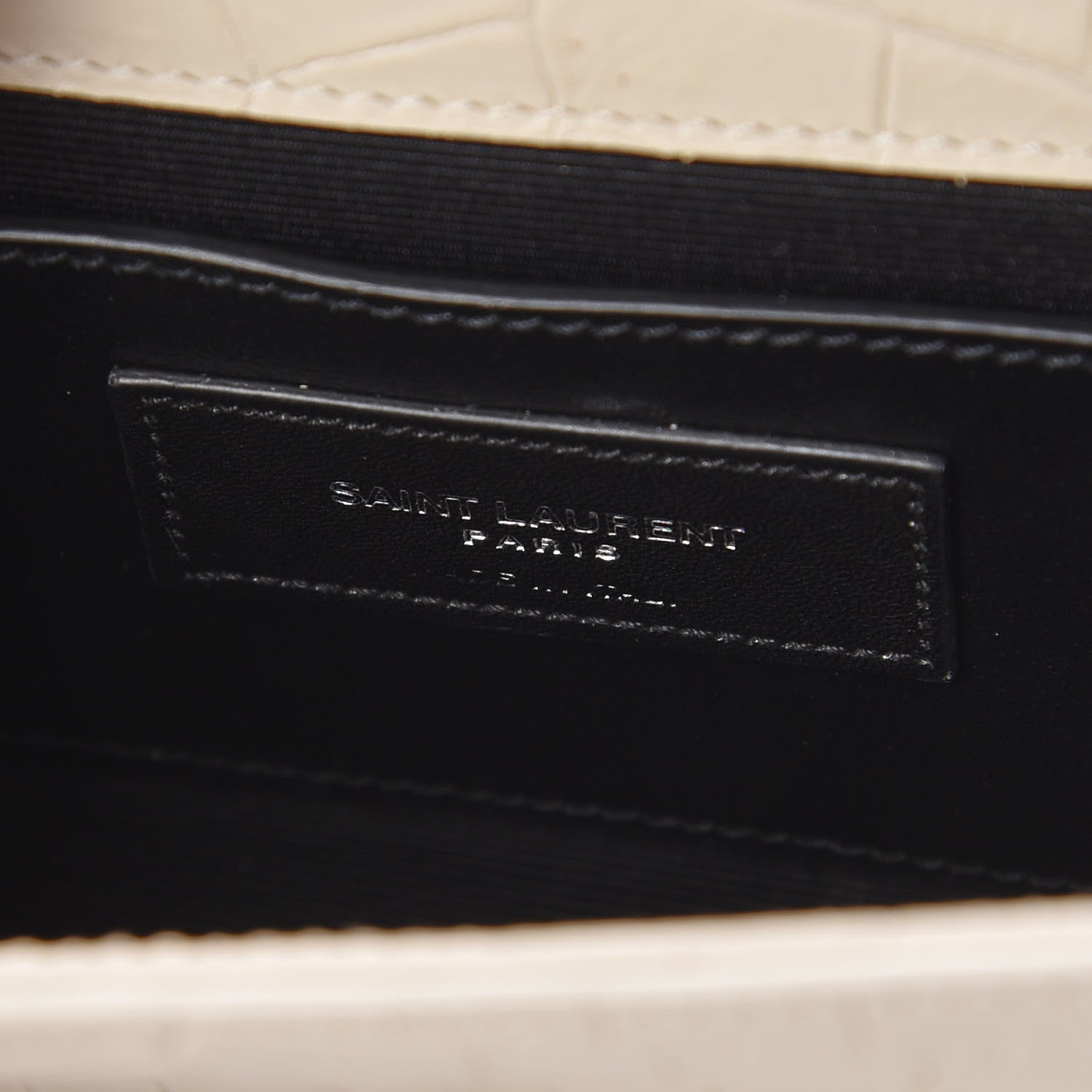 Saint Laurent Calfskin Crocodile Embossed Small Kate Tassel Satchel Dove White 6 of 8