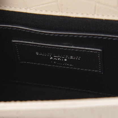 Saint Laurent Calfskin Crocodile Embossed Small Kate Tassel Satchel Dove White 6 of 8