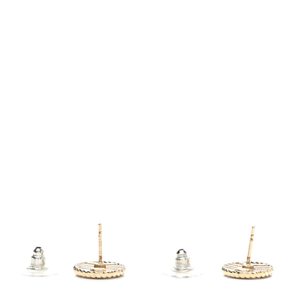 Chanel Metal Chain CC Round Earrings Gold Blue 3 of 4