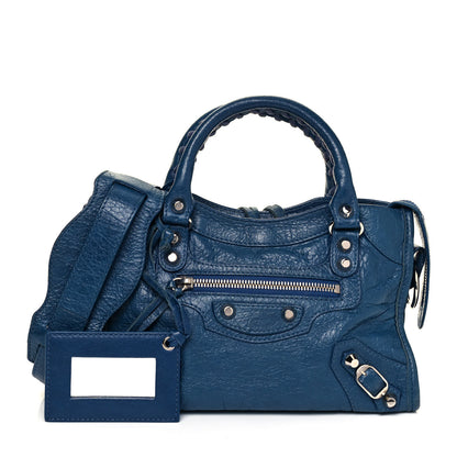 Balenciaga Agneau Classic Silver Hardware Mini City Bleu Profond 1 of 9