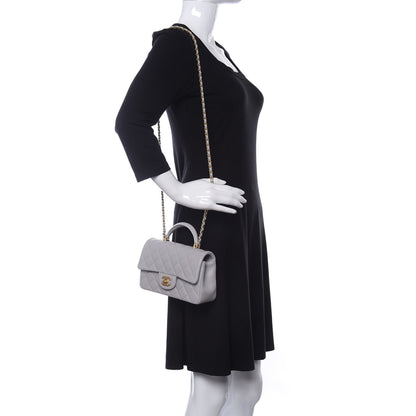 Chanel Lambskin Quilted Mini Top Handle Rectangular Flap Grey 2 of 10