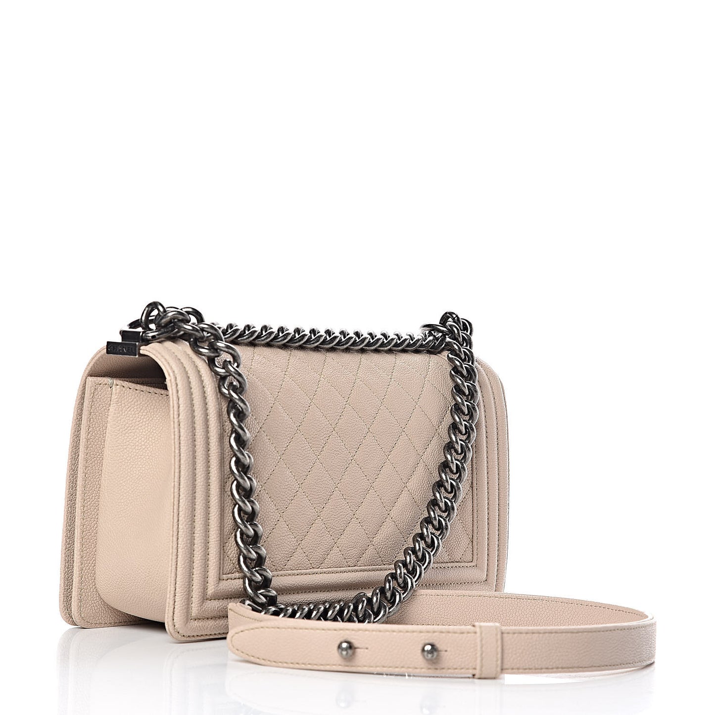Caviar Quilted Medium Boy Flap Beige