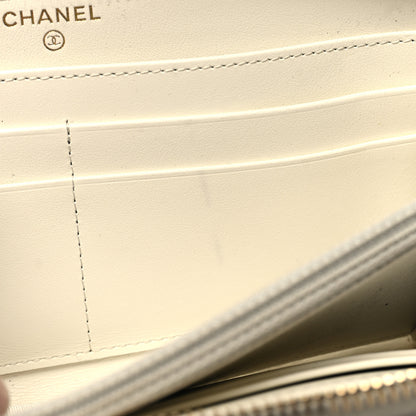 Chanel Shiny Goatskin Quilted 19 Long Zipped Around Wallet White 12 of 15