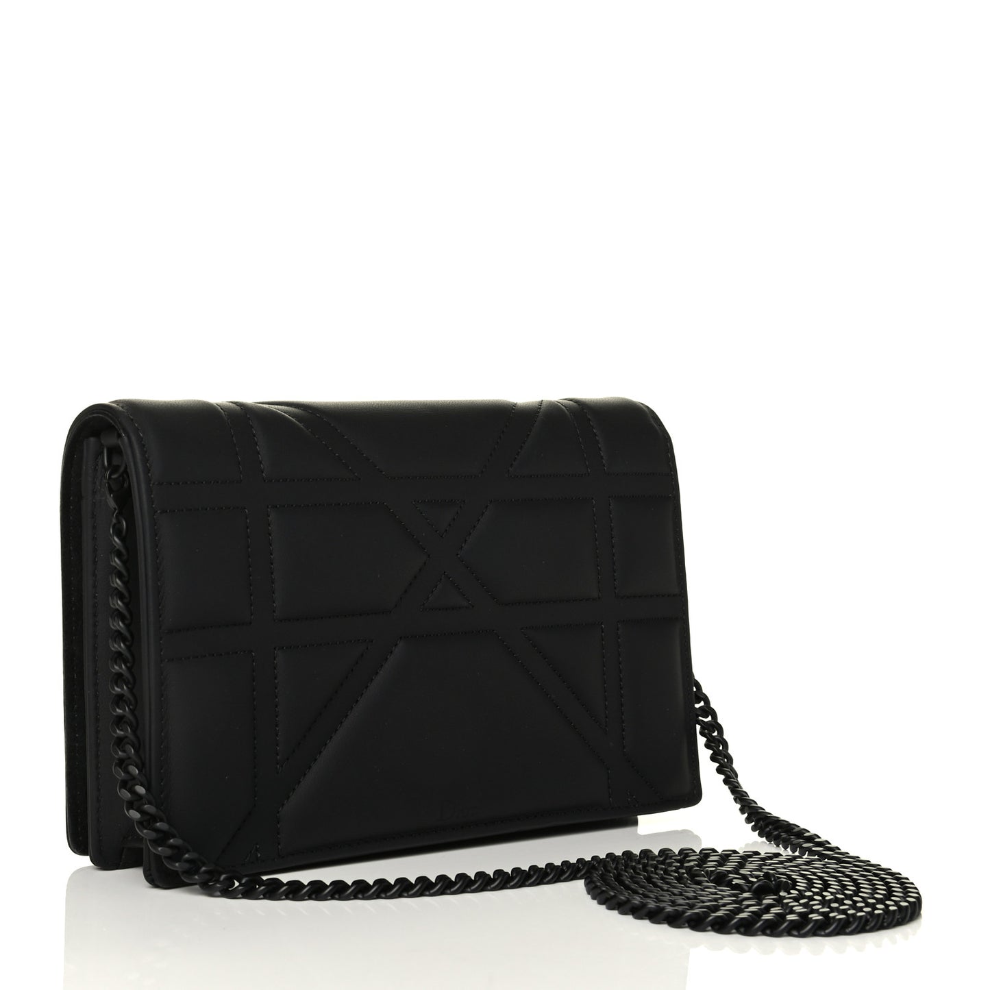 Ultra Matte Calfskin Diorama Wallet on Chain Pouch Black