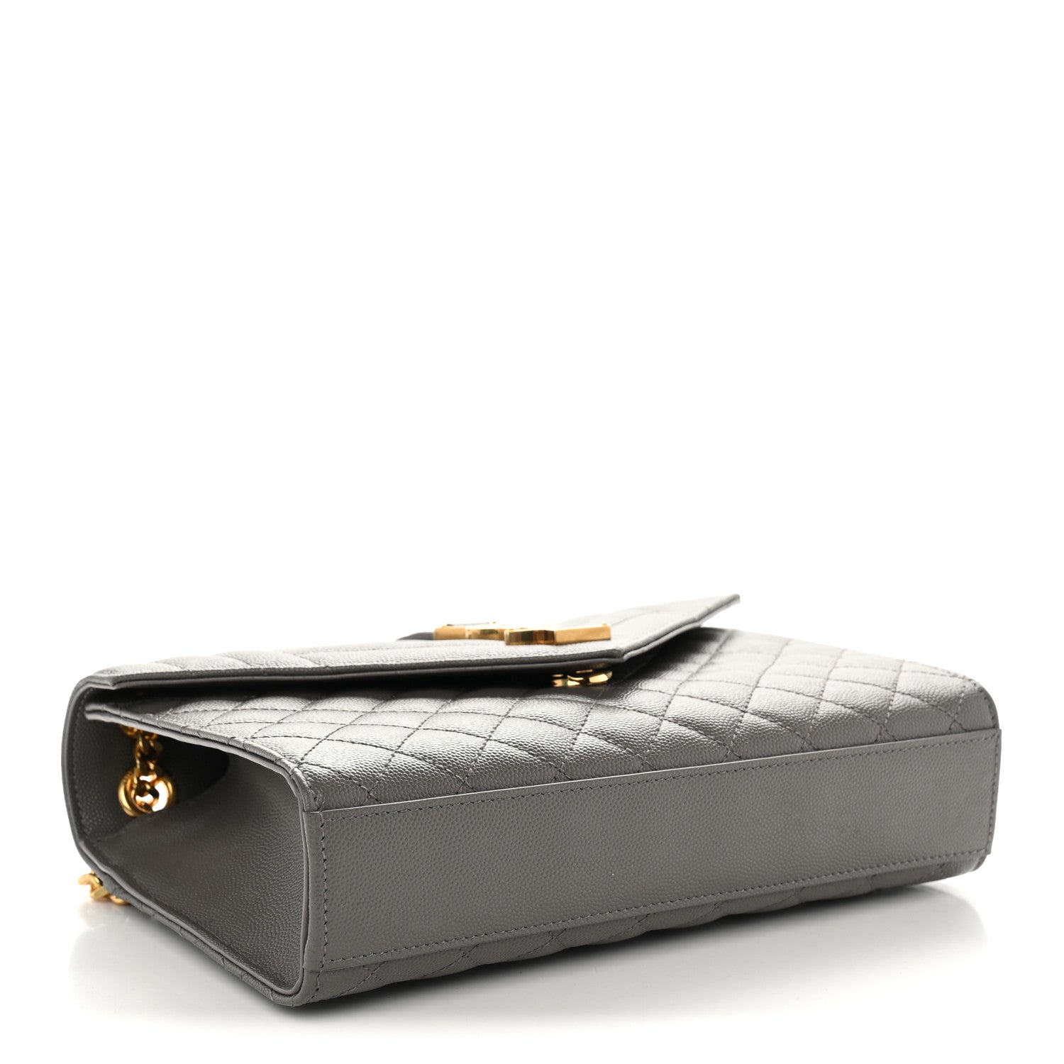Saint Laurent Grain De Poudre Textured Mixed Matelasse Medium Triquilt Monogram Satchel Fog 3 of 10