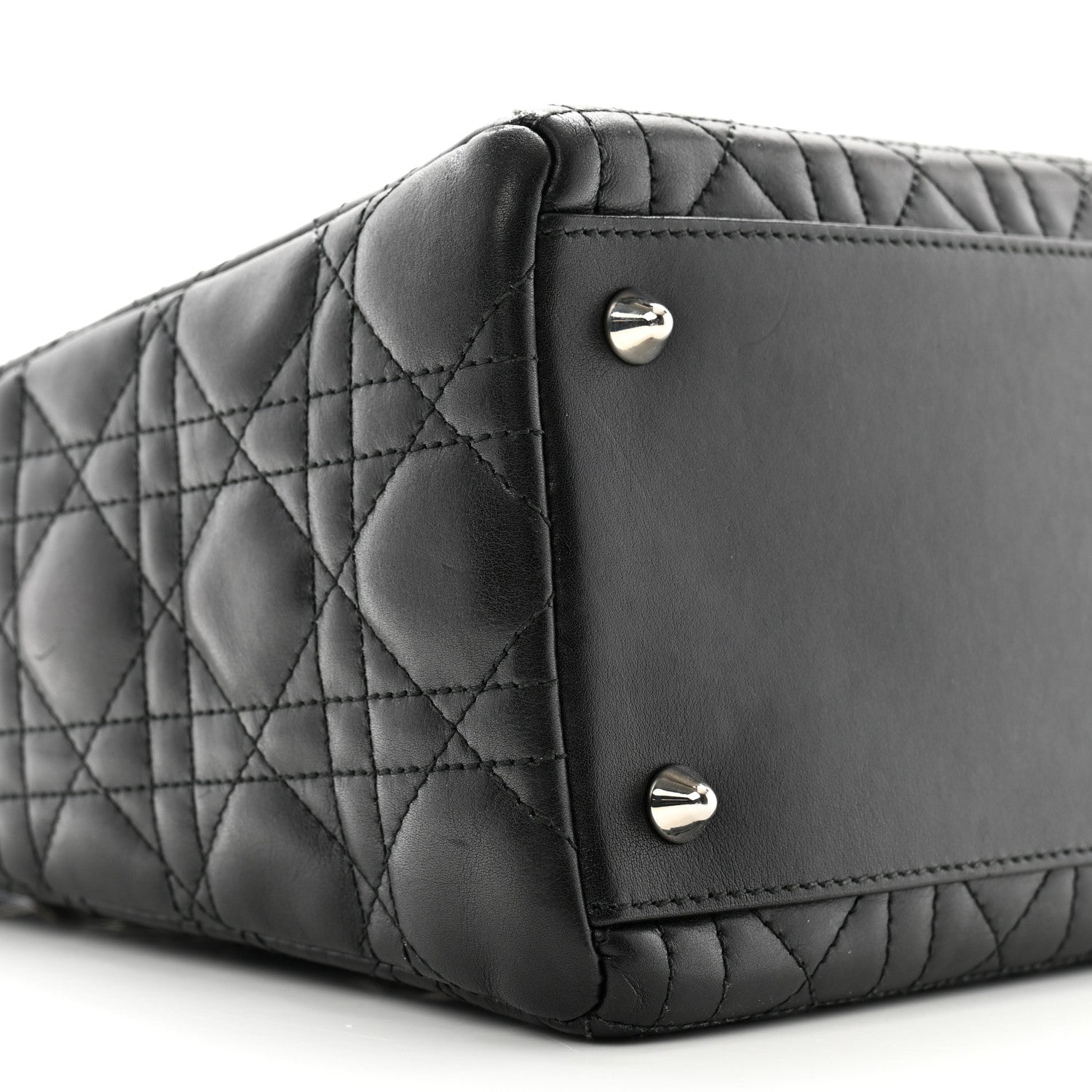 Christian Dior Lambskin Cannage Bow Medium Lady Dior Black 9 of 14