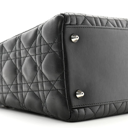 Christian Dior Lambskin Cannage Bow Medium Lady Dior Black 9 of 14