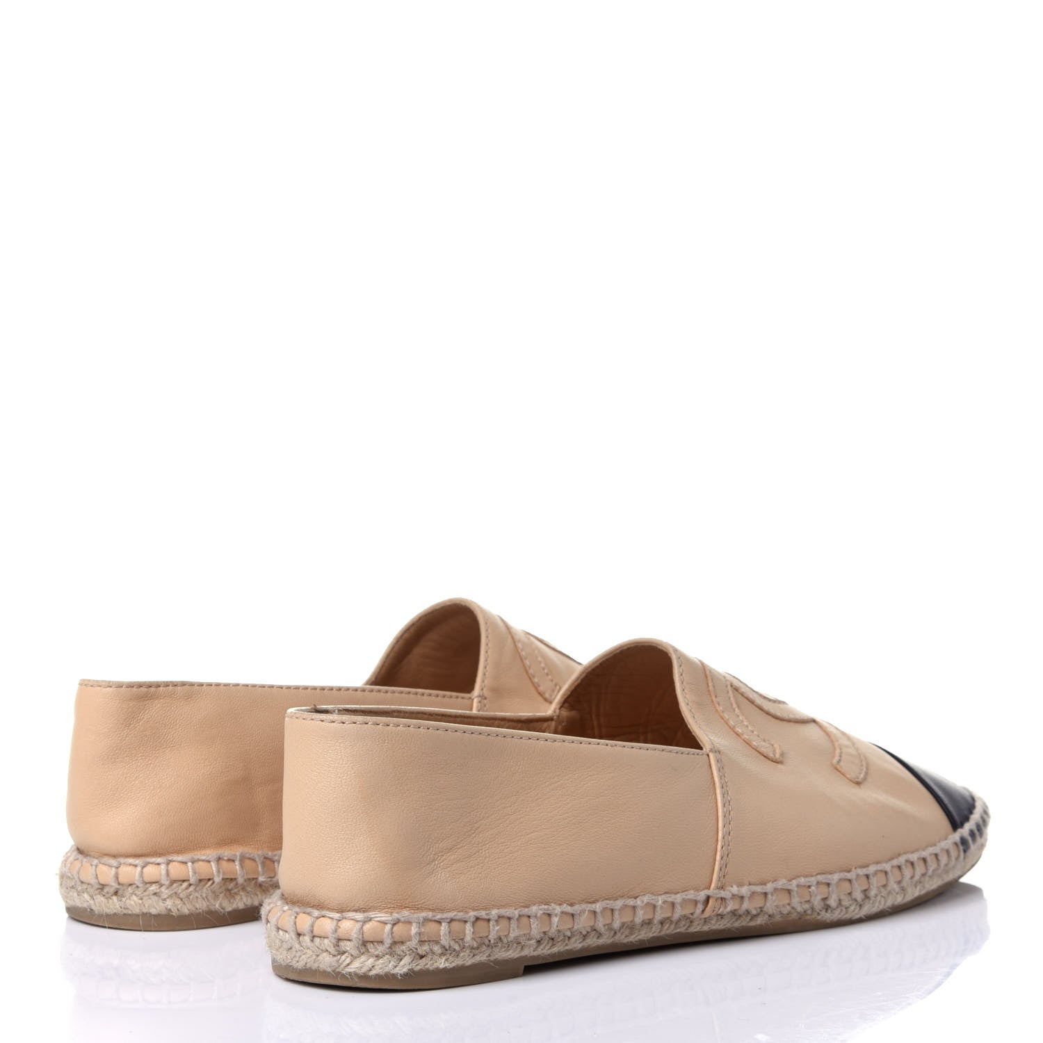 Chanel Lambskin CC Espadrilles 38 Beige Black 4 of 9
