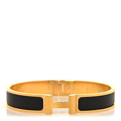 Hermes Matte Enamel Narrow Clic Clac HH Bracelet Black 1 of 5