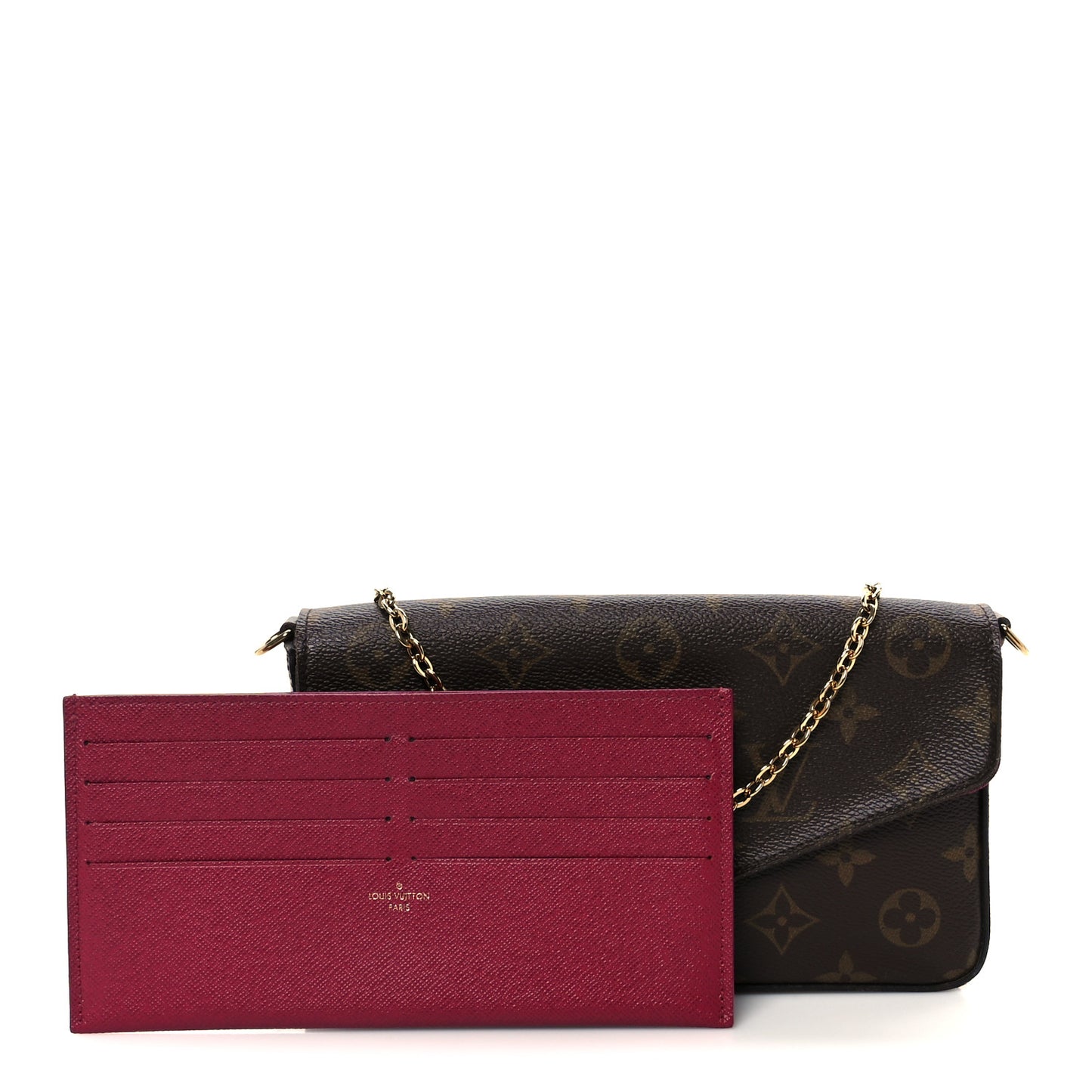 Monogram Pochette Felicie Chain Wallet Fuchsia