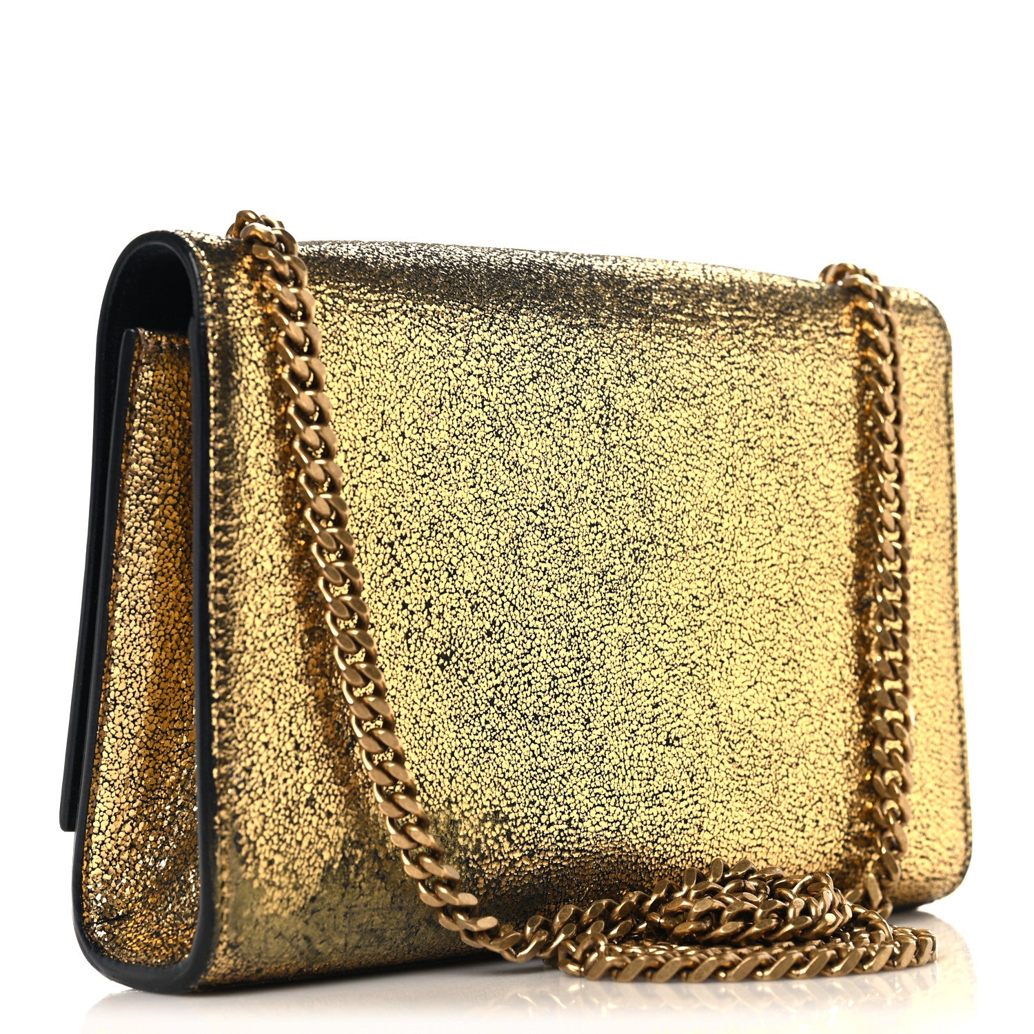 Saint Laurent Metallic Calfskin Small Classic Monogram Kate Tassel Satchel Gold 3 of 10