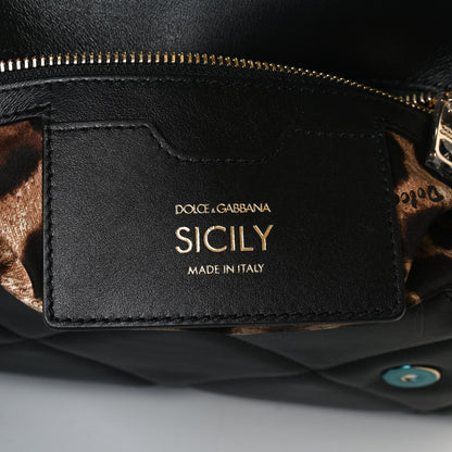 Dolce & Gabbana Calfskin Quilted Medium Miss Sicily Satchel Black 6 of 11