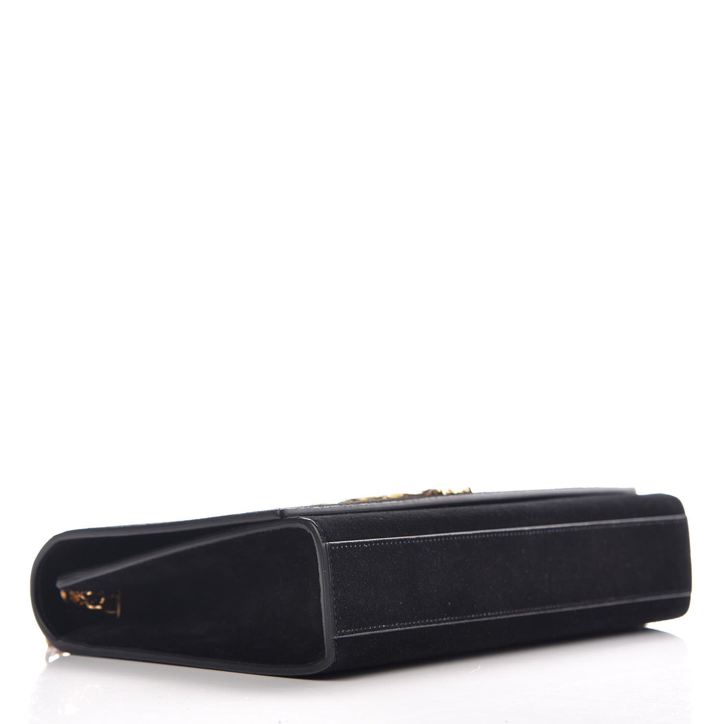 Suede Medium Classic Monogram Kate Satchel Black