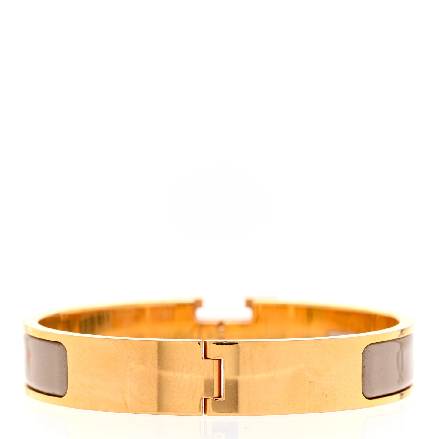 Enamel Narrow Clic Clac H Bracelet GM Marron Glace