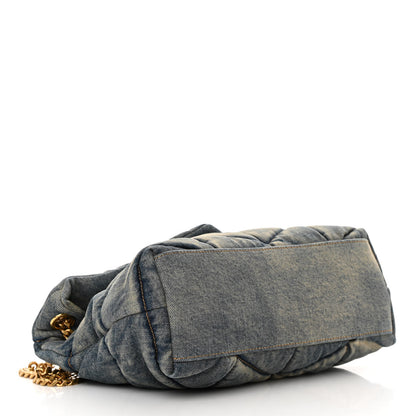 Saint Laurent Denim Quilted Small Loulou Puffer Monogram Chain Satchel Blue Cinnamon 4 of 11
