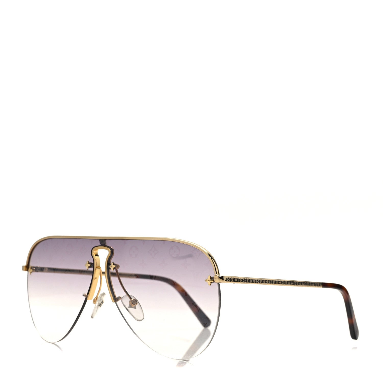 Louis Vuitton Grease Mask Sunglasses Z1469U Gold 1 of 10