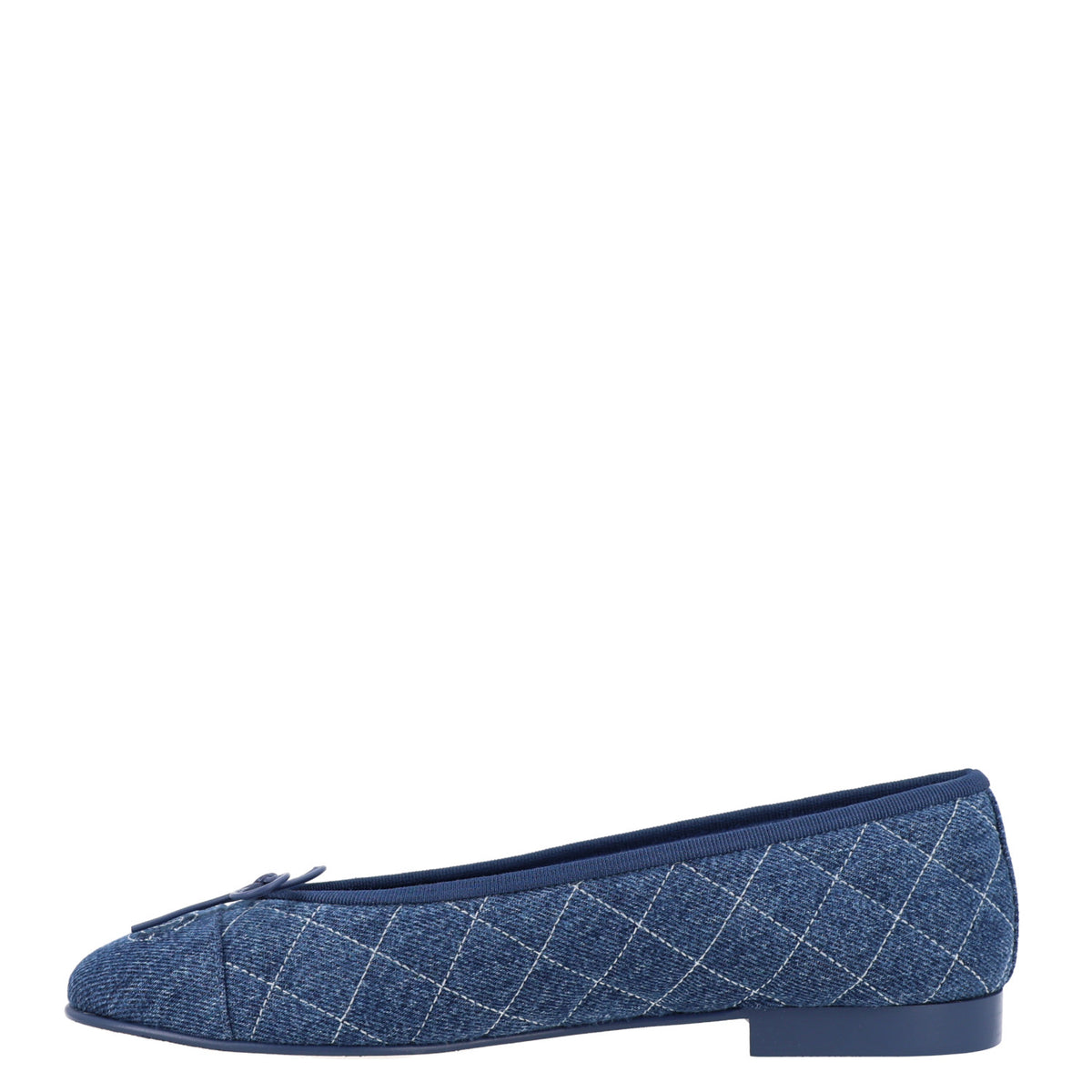 Chanel Washed Denim Quilted Cap Toe CC Ballerina Flats 39 Blue 1 of 10