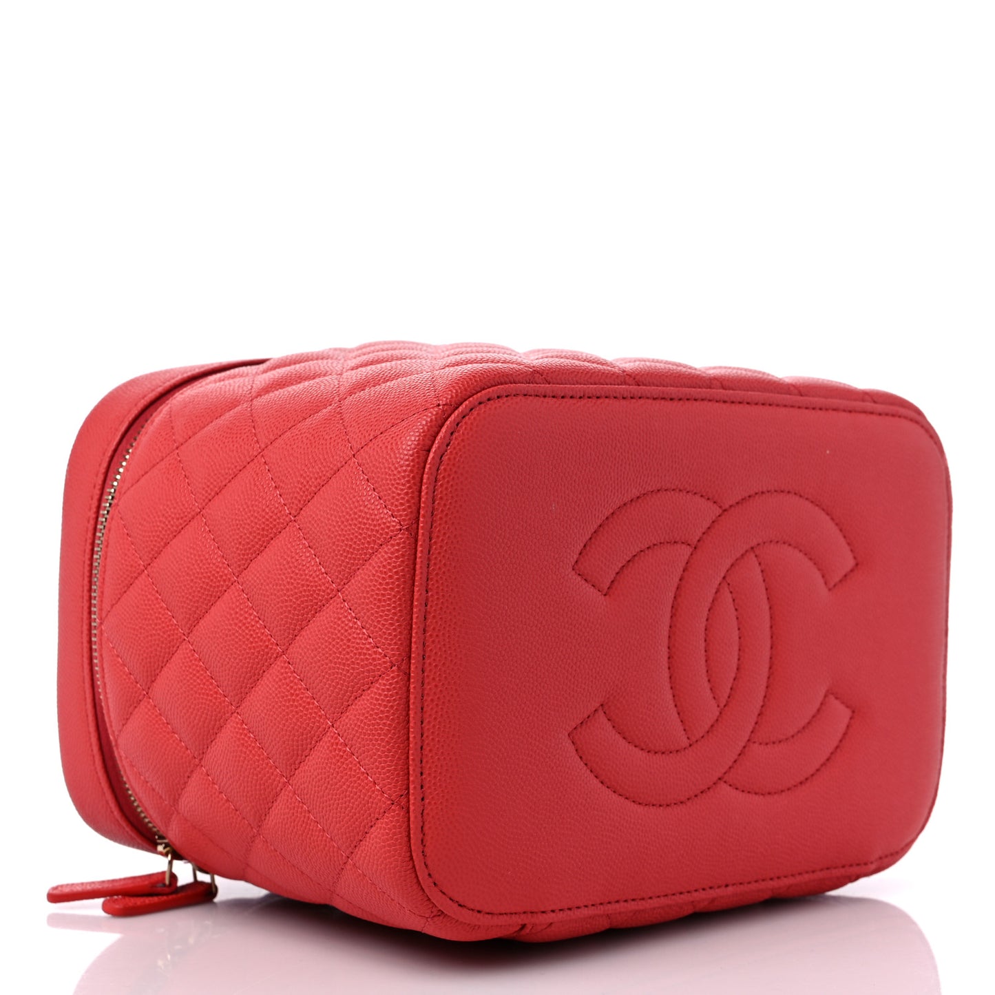 Caviar Quilted Large Vanity Pouch Red