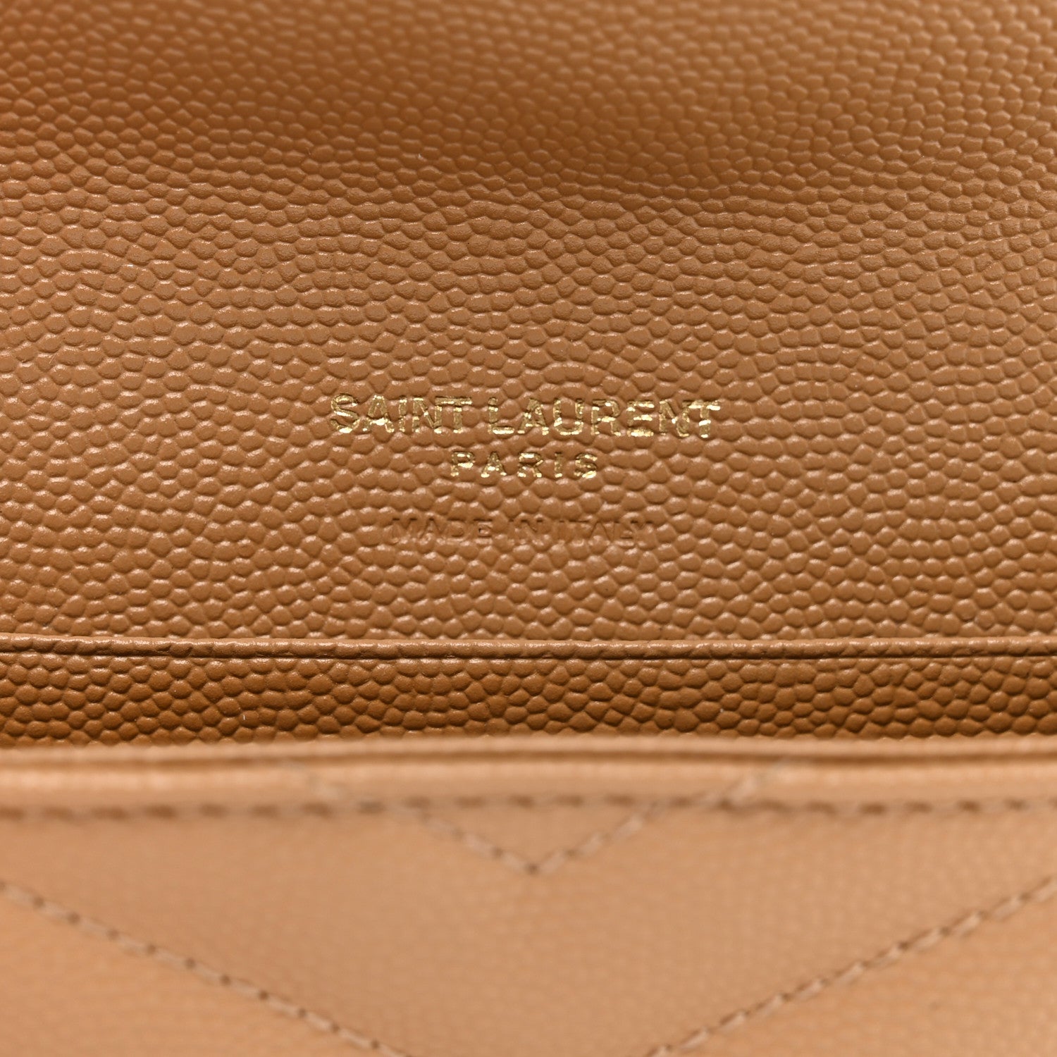 Saint Laurent Grain De Poudre Matelasse Chevron Small Monogram Envelope Wallet Dune 6 of 6