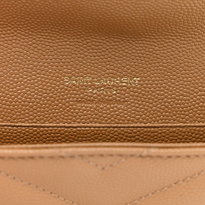 Saint Laurent Grain De Poudre Matelasse Chevron Small Monogram Envelope Wallet Dune 6 of 6