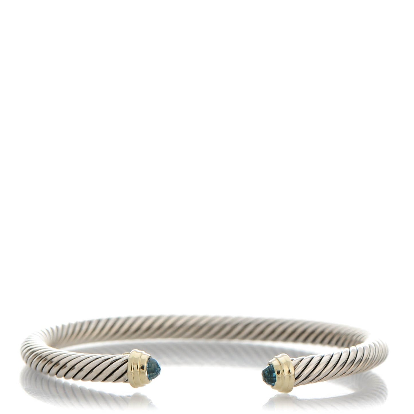 Sterling Silver 14K Yellow Gold Blue Topaz 5mm Cable Classics Petite Color Bracelet