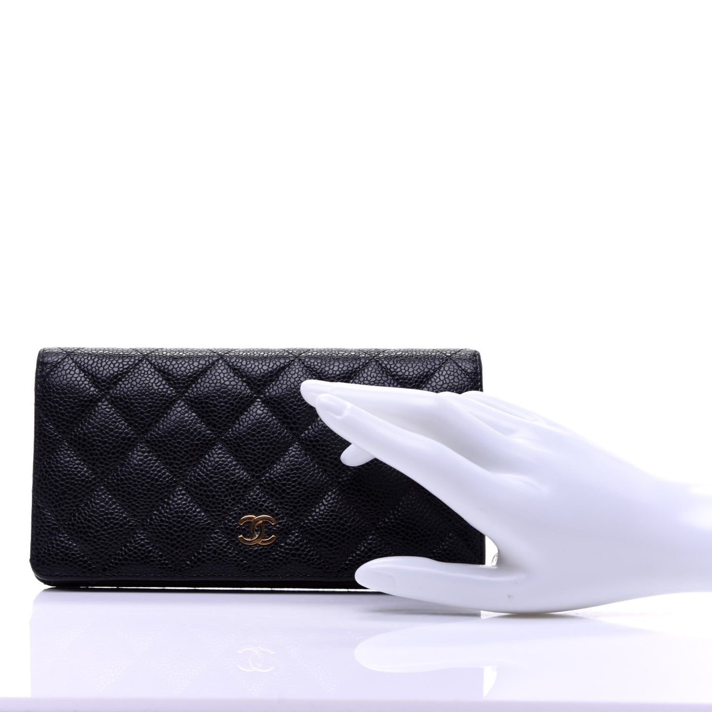 Caviar Quilted Yen Wallet Black