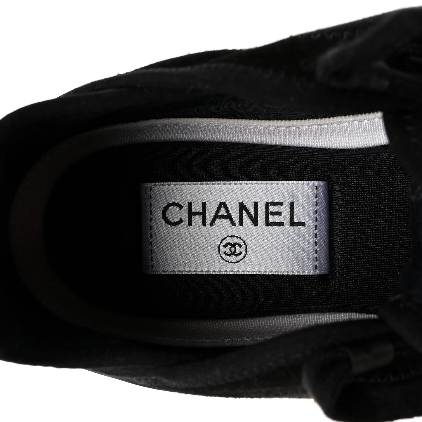 Velvet Calfskin Mixed Fibers CC Sneakers 36.5 Black