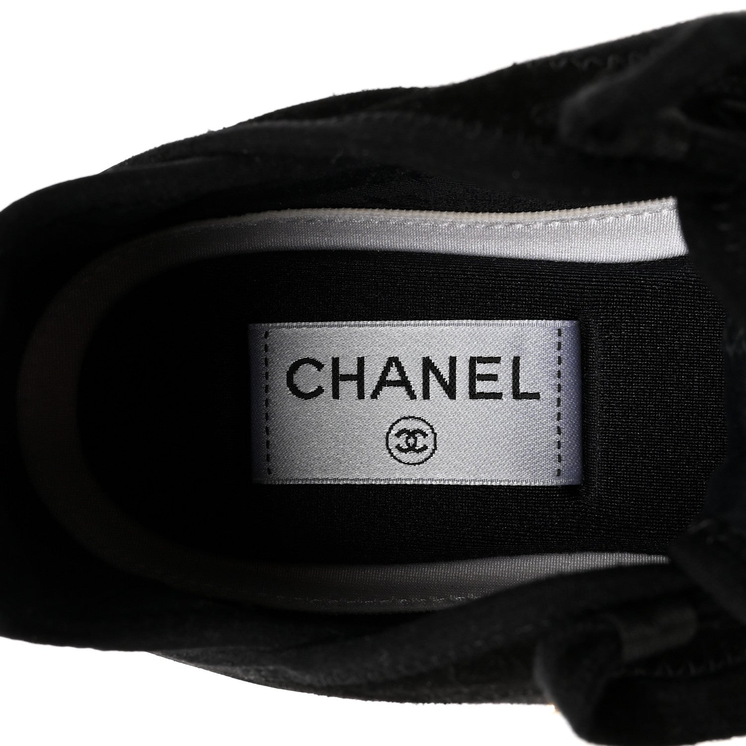 Chanel Velvet Calfskin Mixed Fibers CC Sneakers 36.5 Black 6 of 9