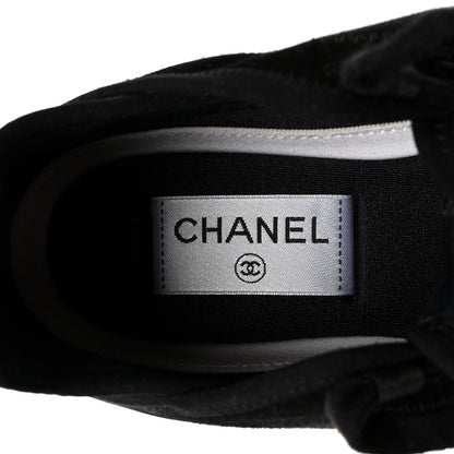 Chanel Velvet Calfskin Mixed Fibers CC Sneakers 36.5 Black 6 of 9
