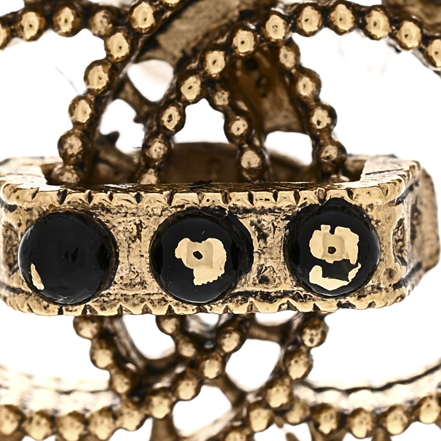Bead CC Earrings Black Gold