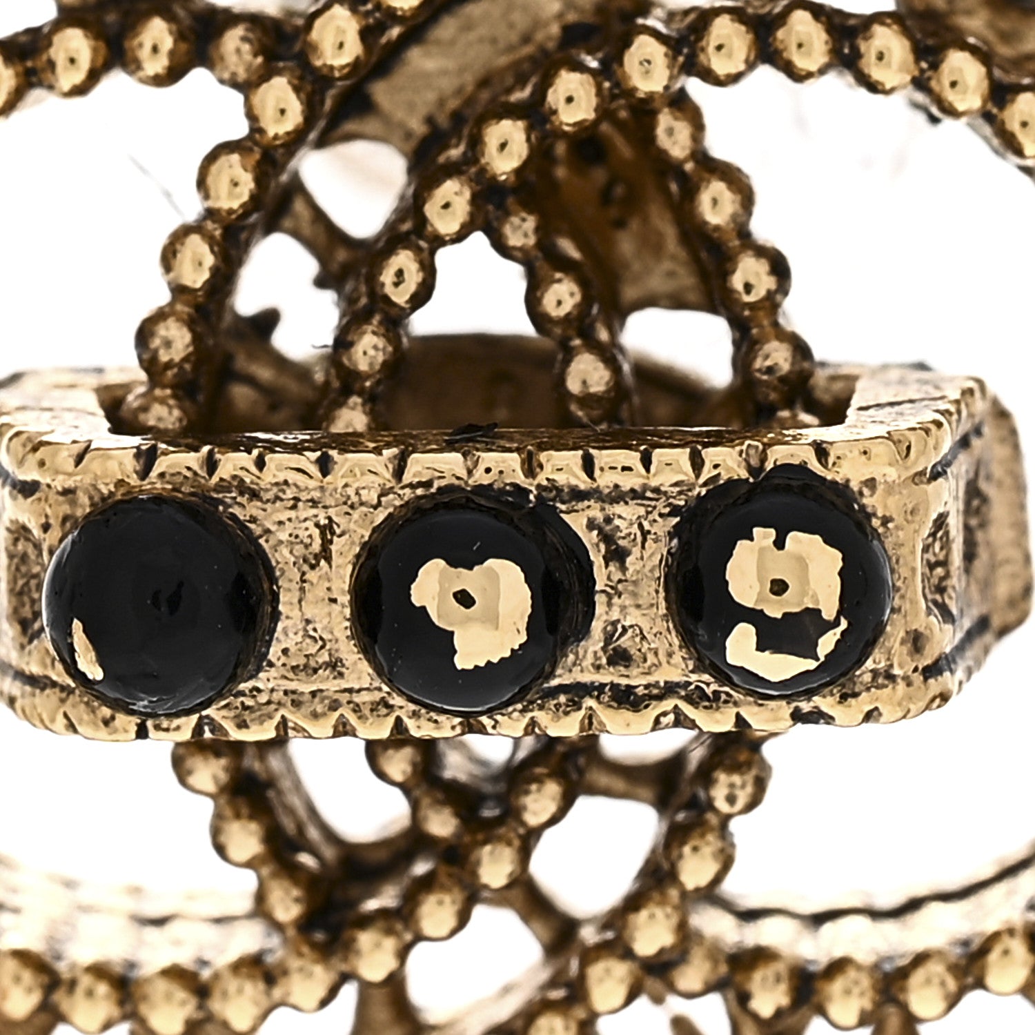 Chanel Bead CC Earrings Black Gold 6 of 6