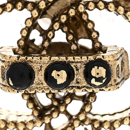 Chanel Bead CC Earrings Black Gold 6 of 6