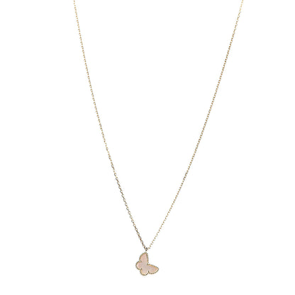 Van Cleef & Arpels 18K Yellow Gold Mother of Pearl Sweet Alhambra Butterfly Pendant Necklace 1 of 6