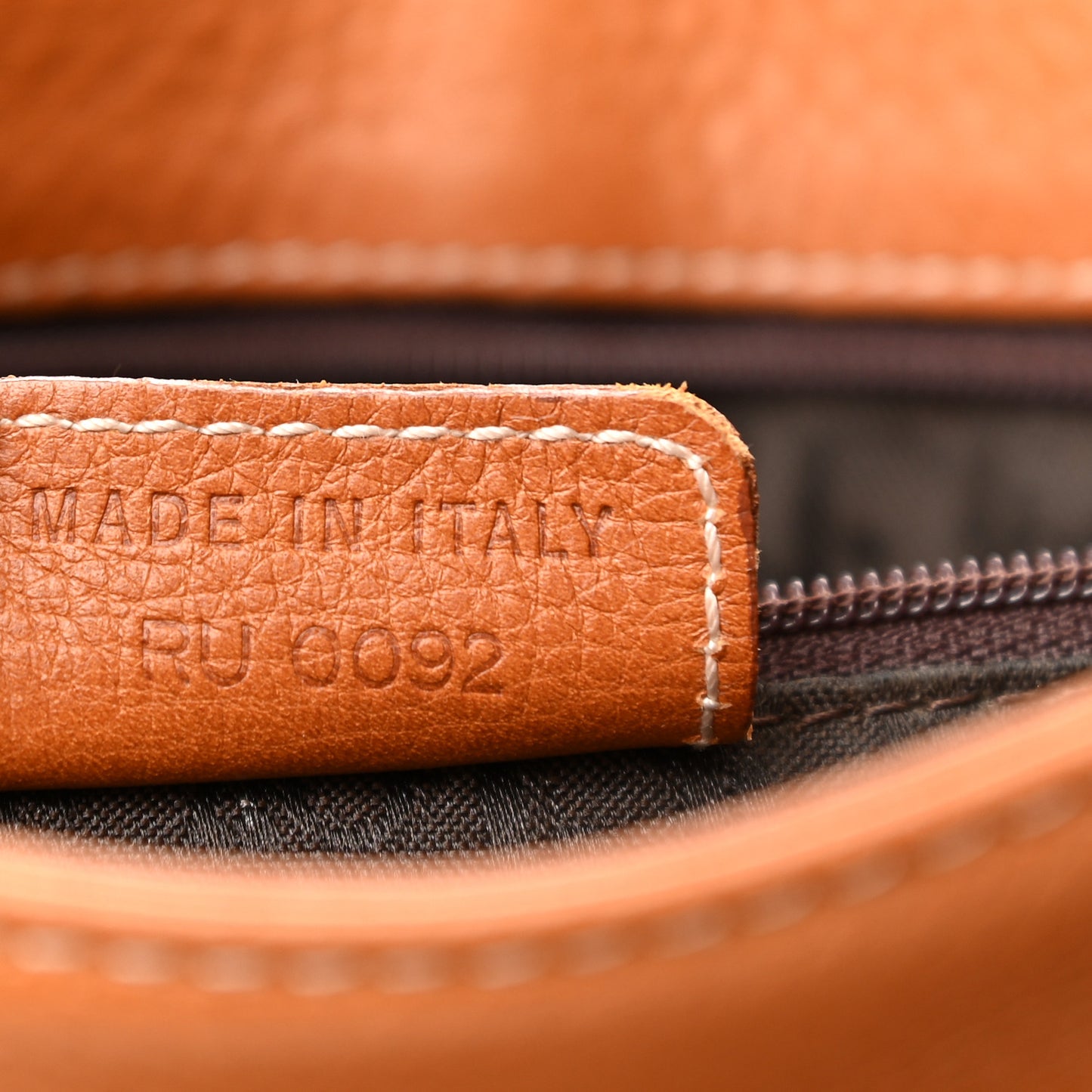 Grained Calfskin Saddle Pouch Brown