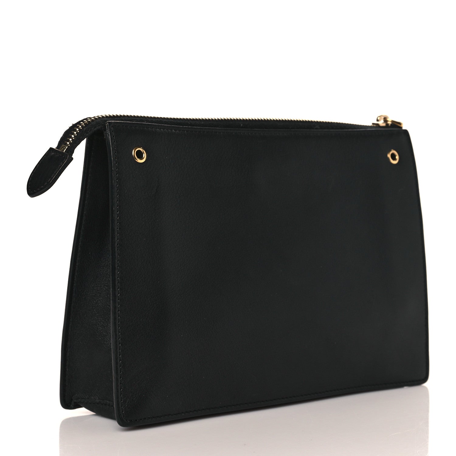 Fendi Vitello Dolce Fox Fur Monster Eyes Mini 2Jours Pouch Black Yellow 3 of 10
