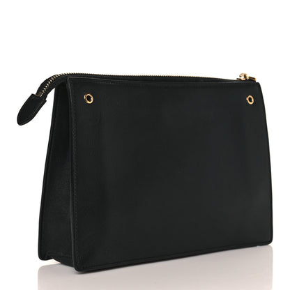 Fendi Vitello Dolce Fox Fur Monster Eyes Mini 2Jours Pouch Black Yellow 3 of 10
