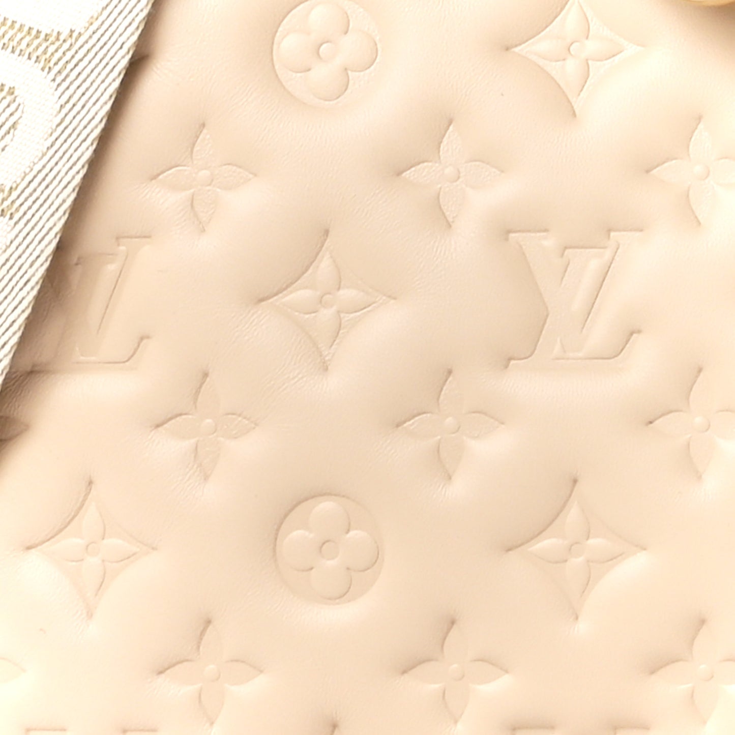Lambskin Embossed Monogram Coussin MM Beige