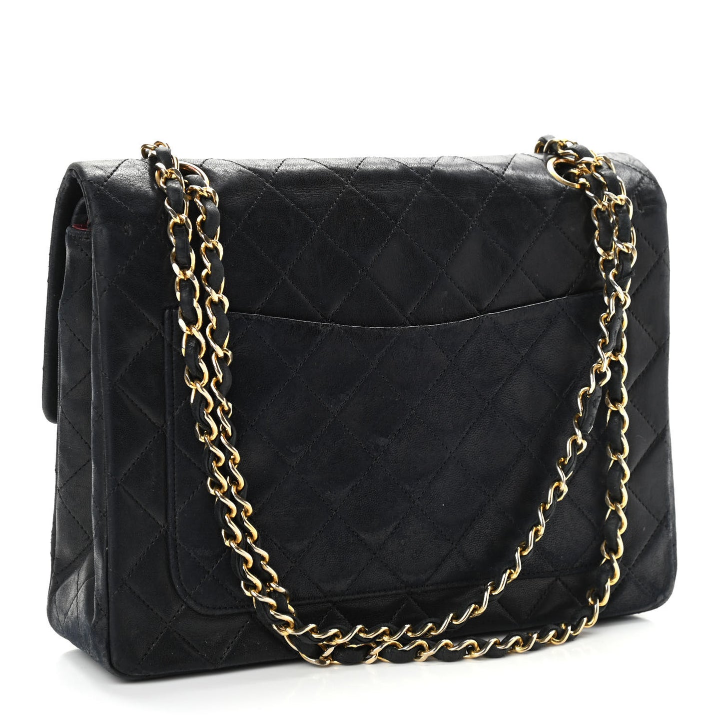 Lambskin Quilted Medium Double Flap Black