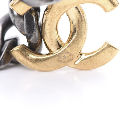 Chanel Metal CC Drop Earrings Ruthenium Gold 4 of 5