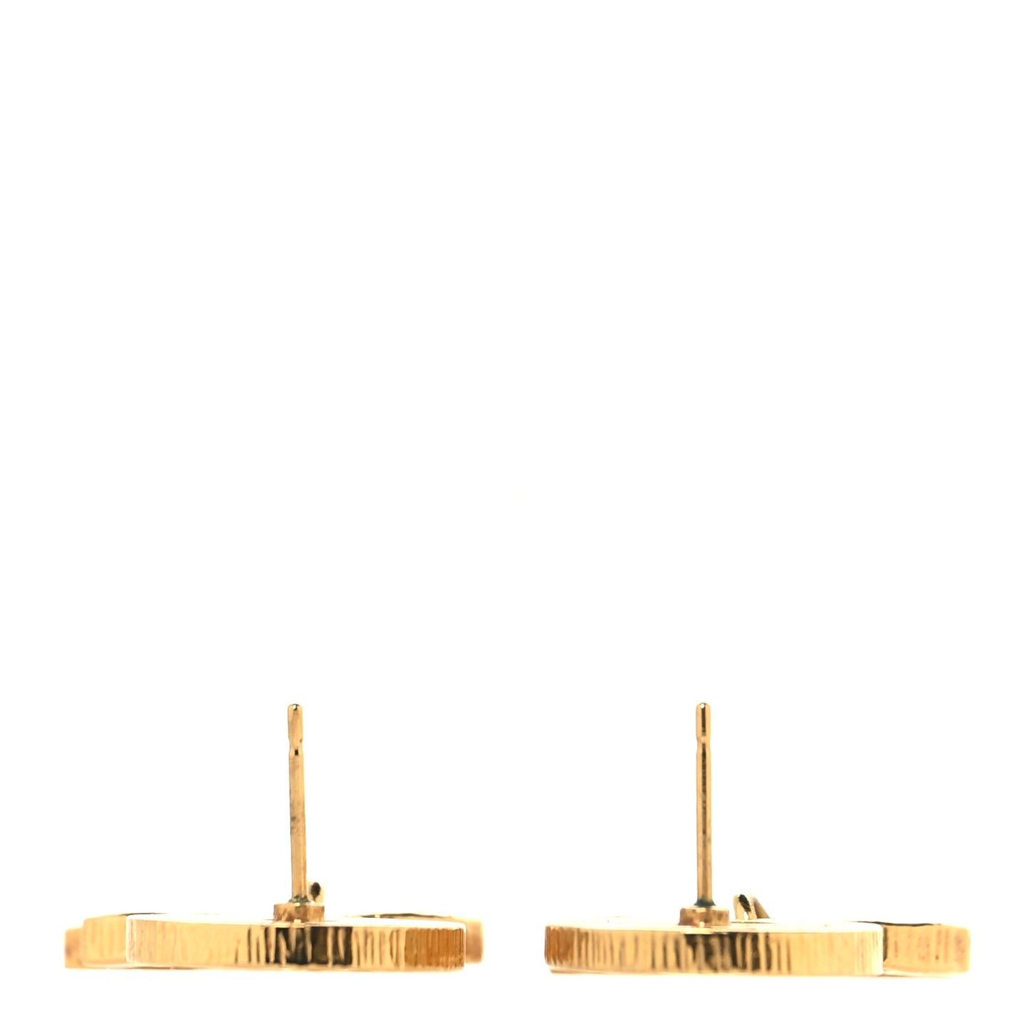 Metal Disc CC Drop Earrings Gold