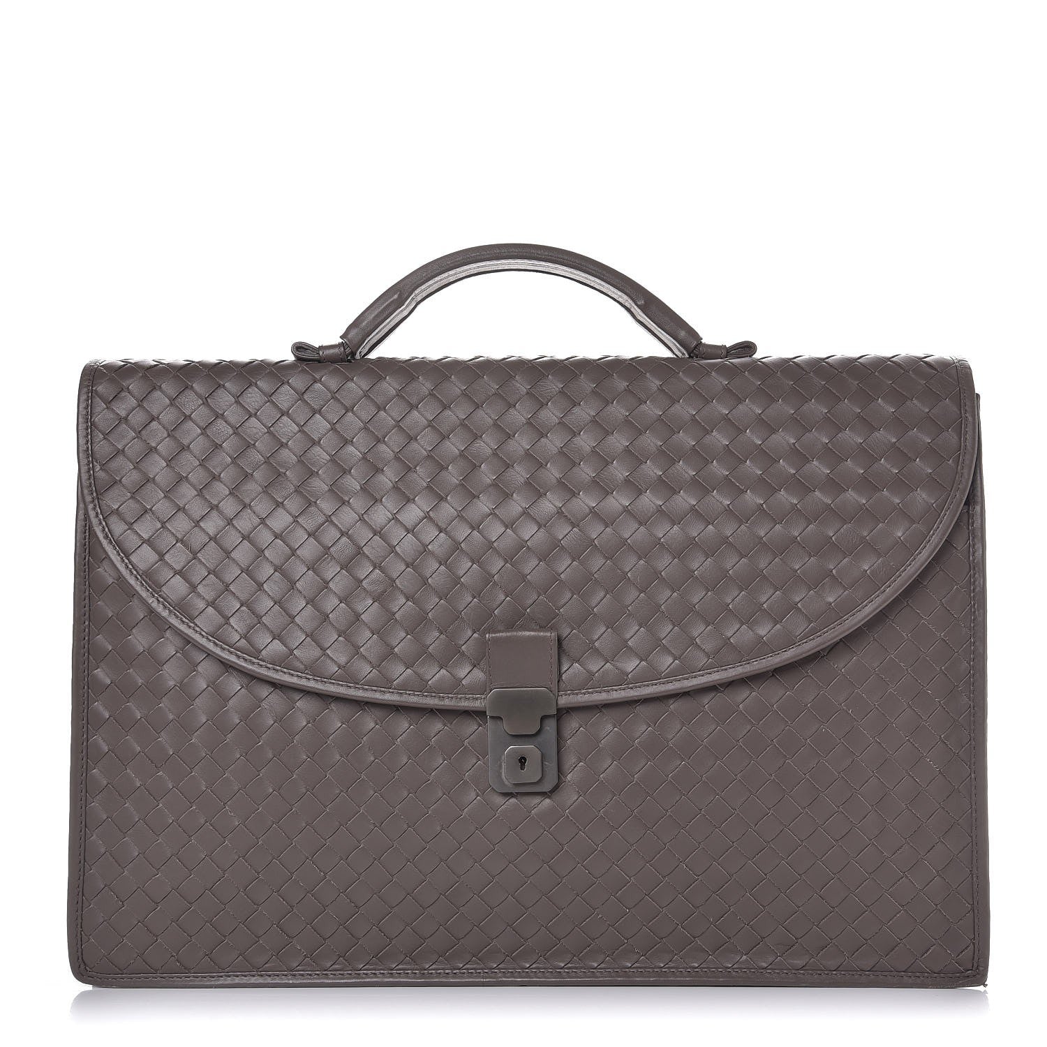 Bottega Veneta Light Calf Intrecciato Briefcase Steel 1 of 13