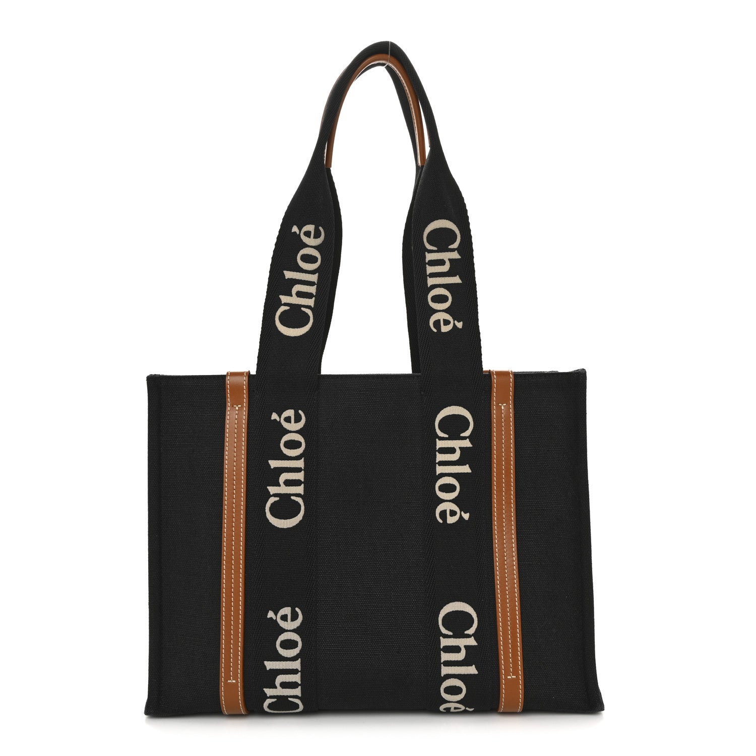 Chloe Cotton Calfskin Medium Woody Ribbon Tote Black 1 of 10