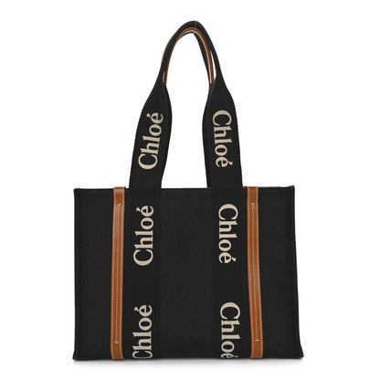 Chloe Cotton Calfskin Medium Woody Ribbon Tote Black 1 of 10