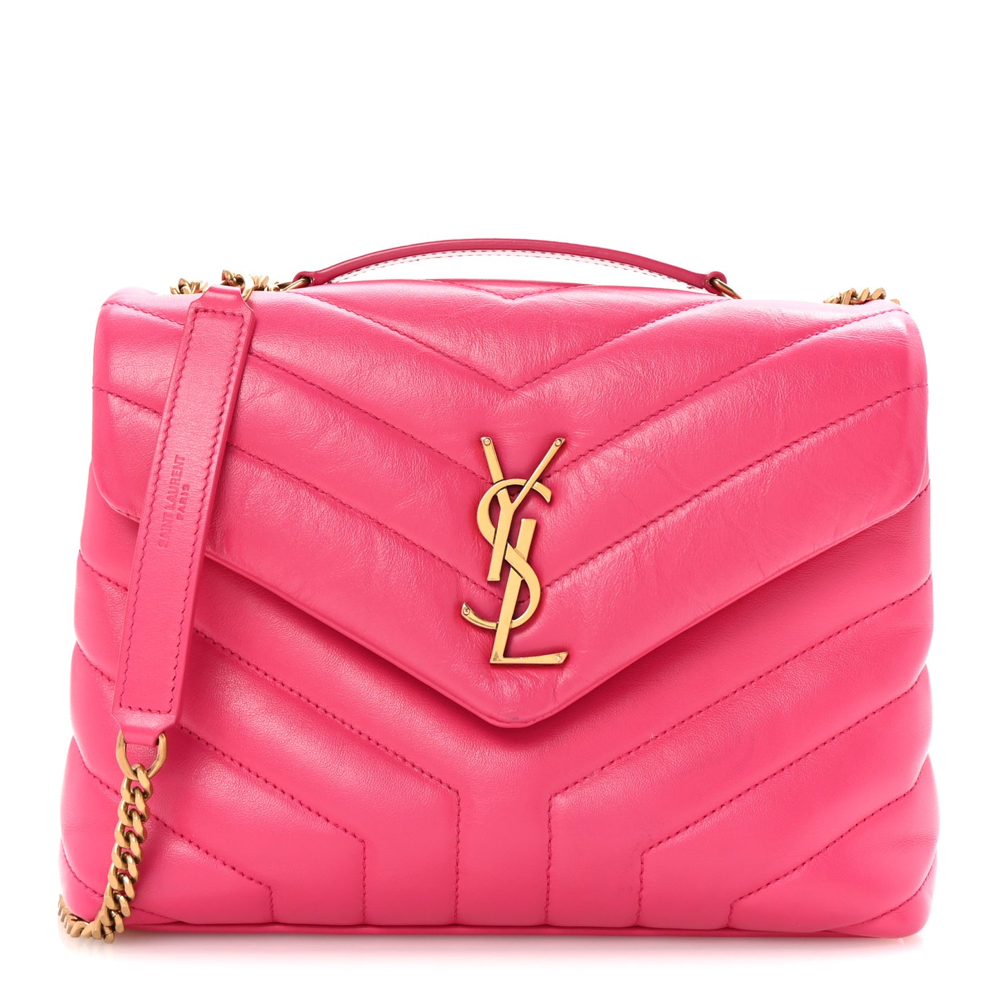 Calfskin Y Quilted Monogram Small Loulou Chain Satchel Fresh Fuchsia